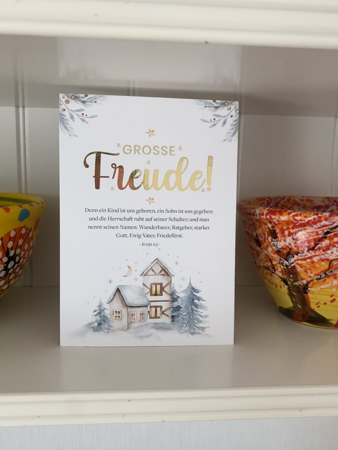 Weihnachtskarte "Große Freude!" mit Bibelvers · A6 · mit Gold veredelt