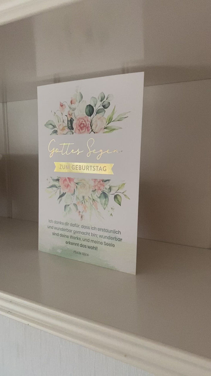 Postkarte "Gottes Segen zum Geburtstag" · Bibelvers zum Geburtstag · A6 · mit Gold veredelt