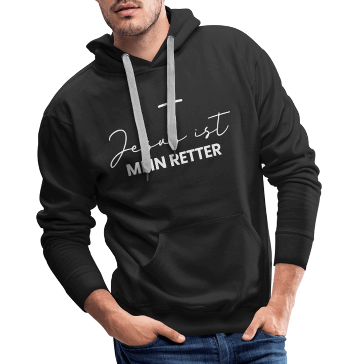 Christlicher Premium Hoodie "Jesus ist mein Retter" · für Männer – Aus Gnade