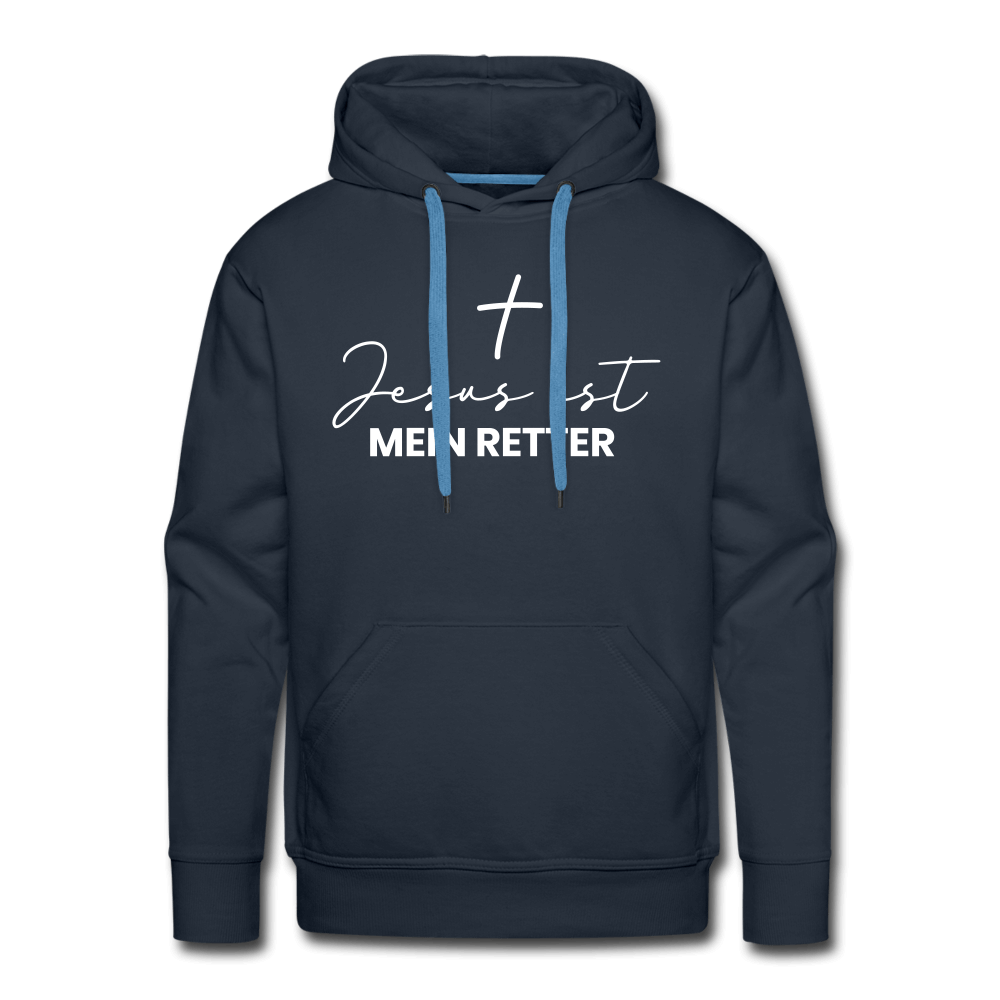Christlicher Premium Hoodie "Jesus ist mein Retter" · für Männer – Aus Gnade