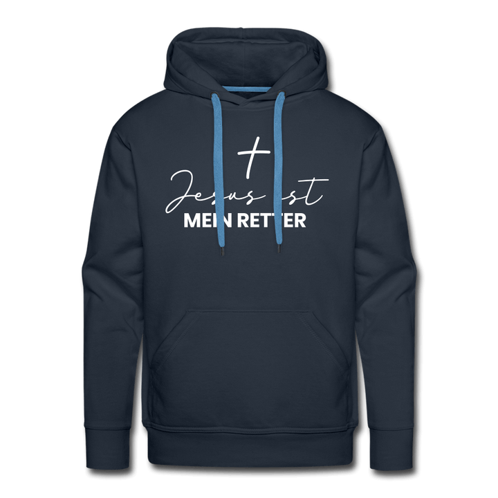 Christlicher Premium Hoodie "Jesus ist mein Retter" · für Männer – Aus Gnade