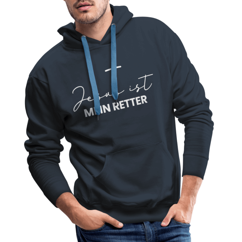 Christlicher Premium Hoodie "Jesus ist mein Retter" · für Männer – Aus Gnade