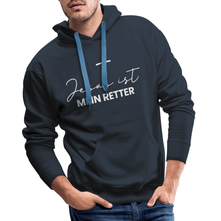 Christlicher Premium Hoodie "Jesus ist mein Retter" · für Männer – Aus Gnade
