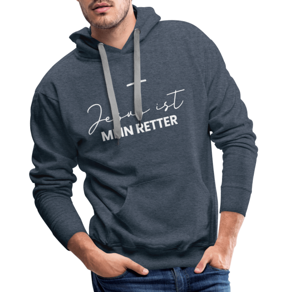 Christlicher Premium Hoodie "Jesus ist mein Retter" · für Männer – Aus Gnade