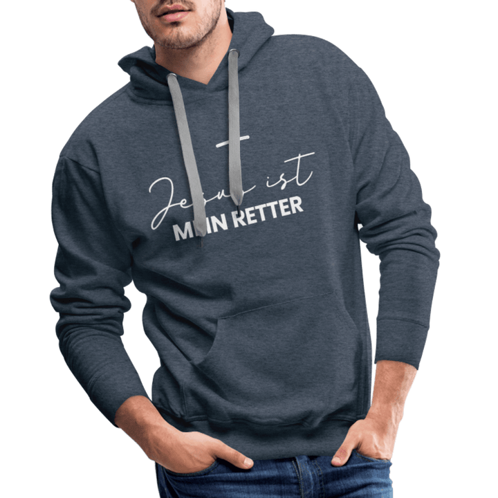 Christlicher Premium Hoodie "Jesus ist mein Retter" · für Männer – Aus Gnade