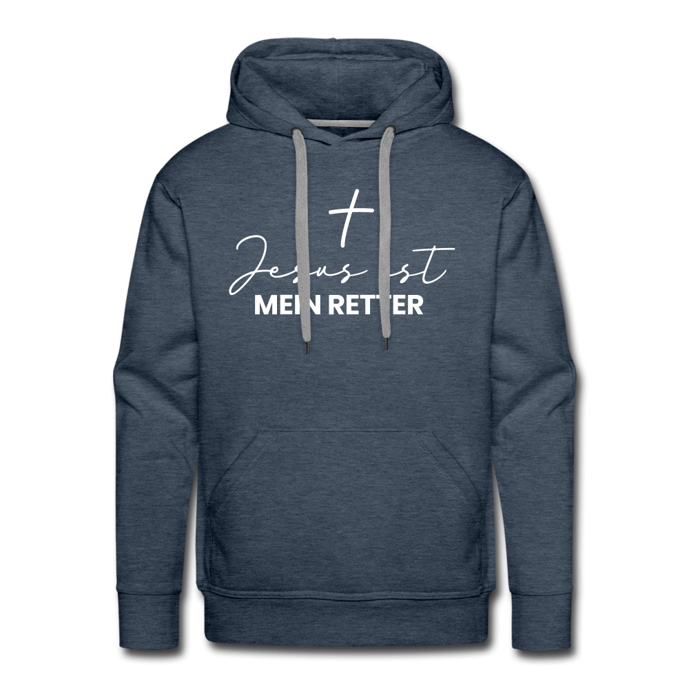 Christlicher Premium Hoodie "Jesus ist mein Retter" · für Männer – Aus Gnade