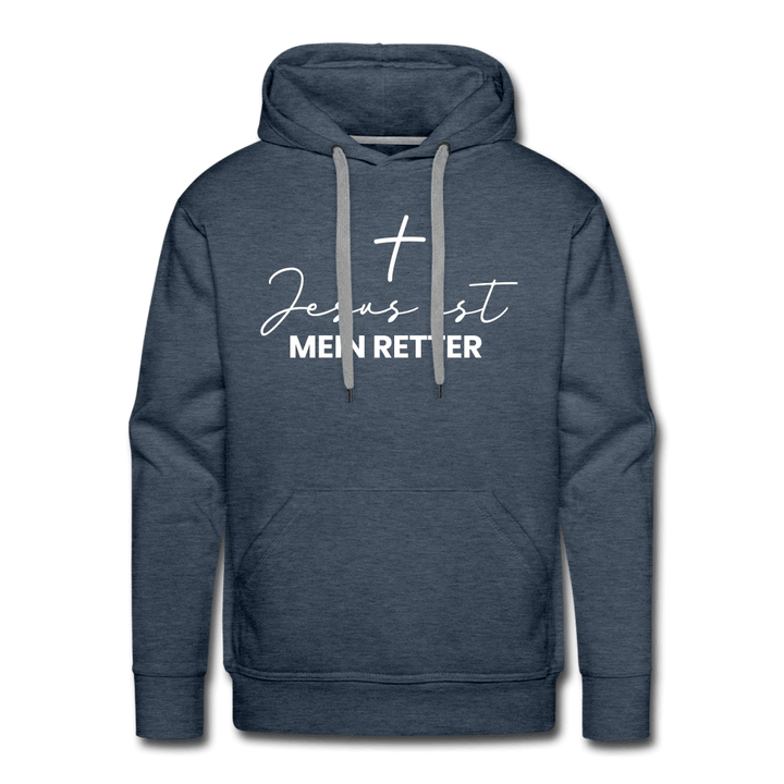 Christlicher Premium Hoodie "Jesus ist mein Retter" · für Männer – Aus Gnade