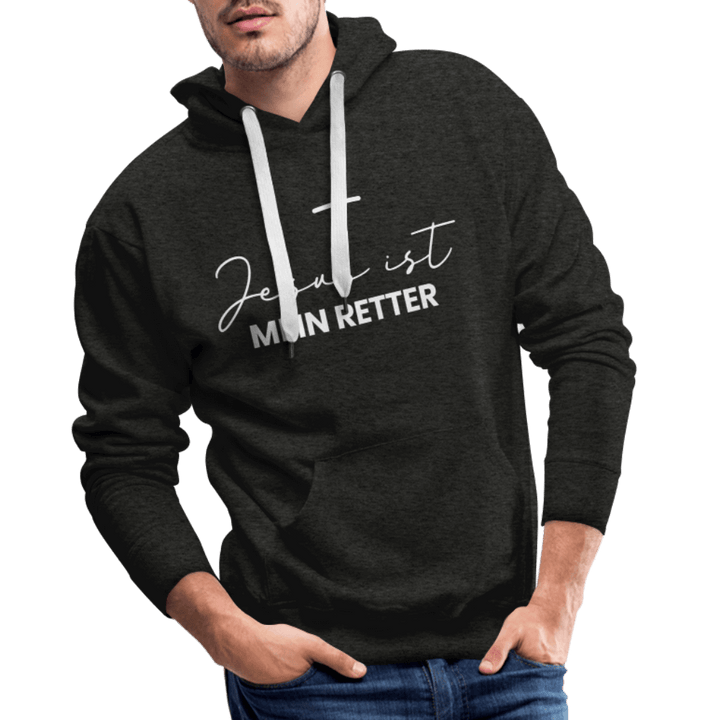Christlicher Premium Hoodie "Jesus ist mein Retter" · für Männer – Aus Gnade